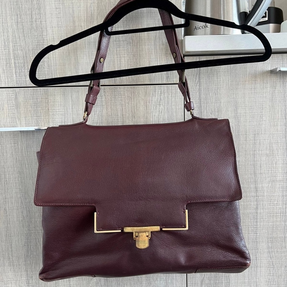 Lanvin Burgundy Red Leather Gold Hardware Shoulder Bag